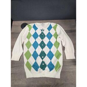Lacoste Argyle Diamond Pattern Cardigan Modern Prep Women Size 40/M Button Up